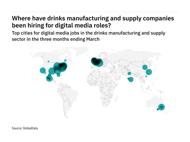 US cities hotspots for drinks-industry digital-media hiring