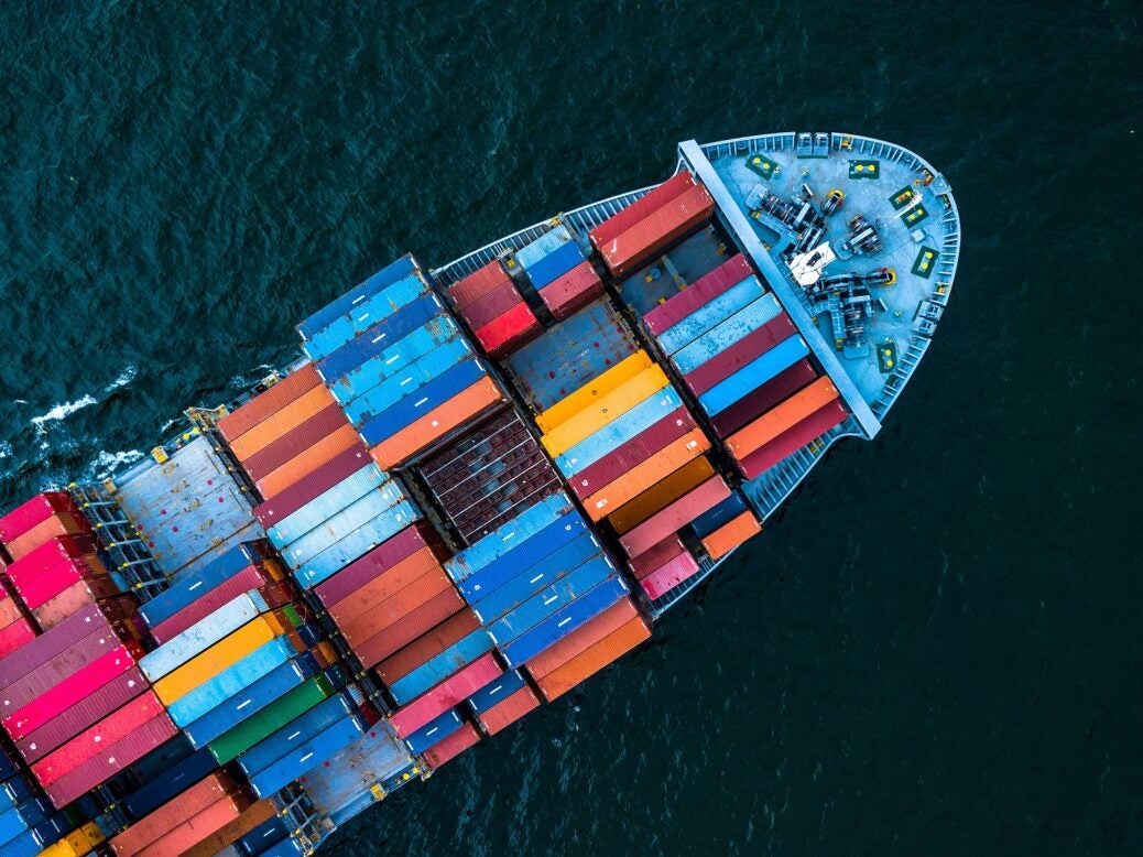 Container ship at sea