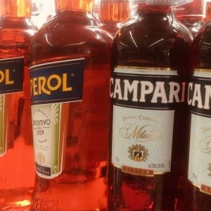 Aperol and Campari on sale at Sainsbury's, Crayford, London, UK, 25 July 2022