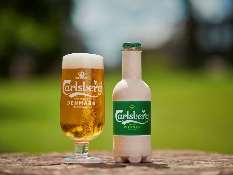 Carlsberg’s bio-based fibre bottle, trialled in summer 2022