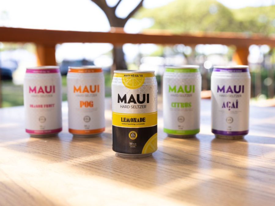 Cans of Maui Breing Co. beer