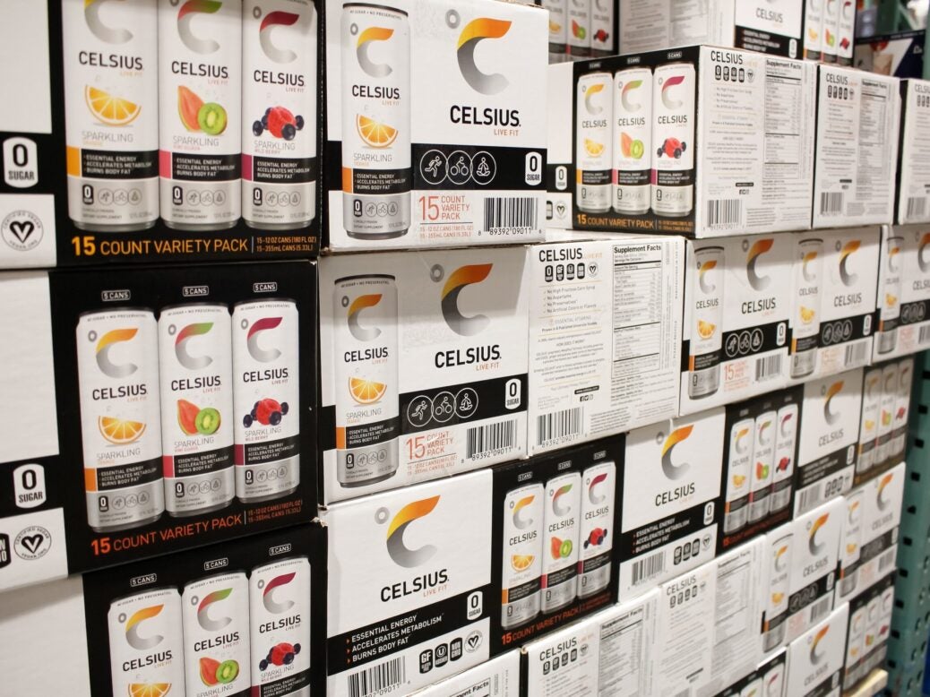 Celsius energy drinks on sale in Los Angeles, 25 October 2021