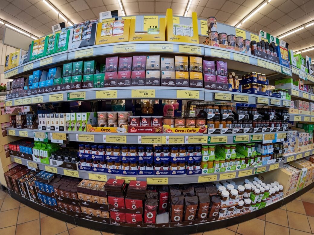 Coffee on sale in Fossano, Italy, 30 March 2022