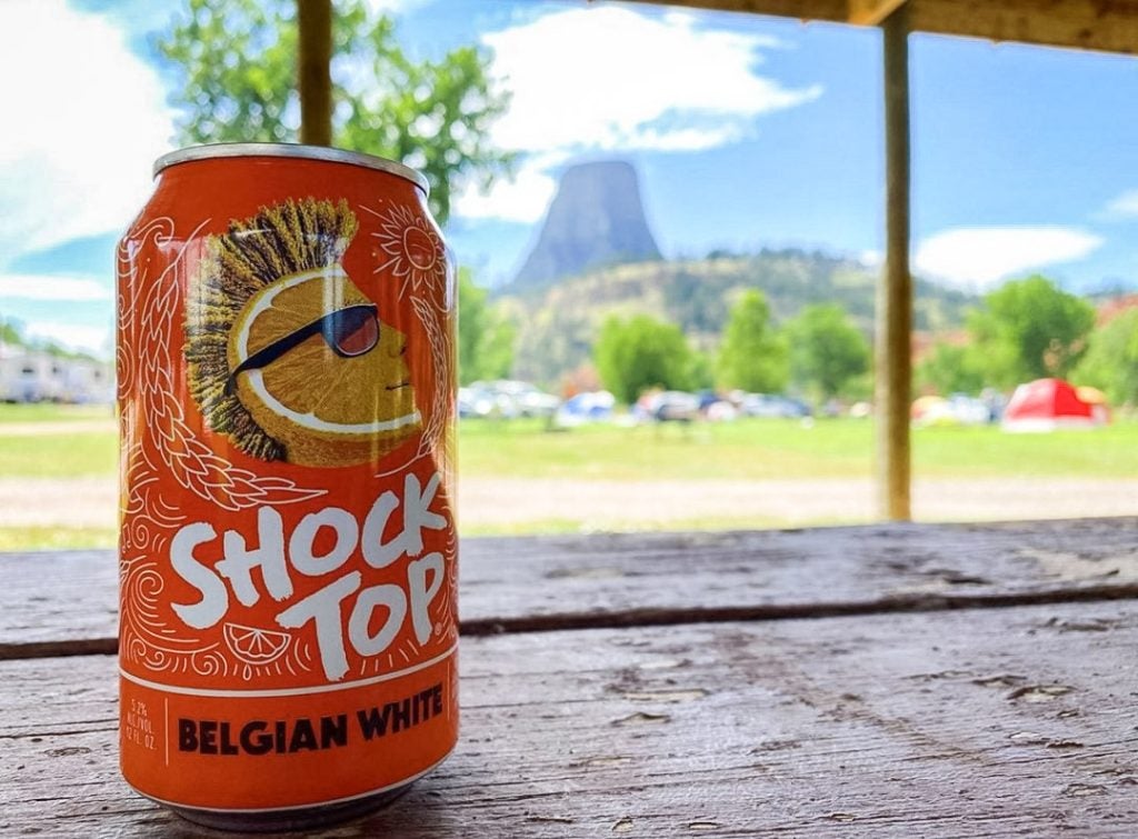 A can of Shock Top beer, one of the AB InBev brands acquired by Tilray