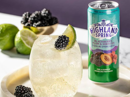 A can of Highland Spring flavoured sparkling water