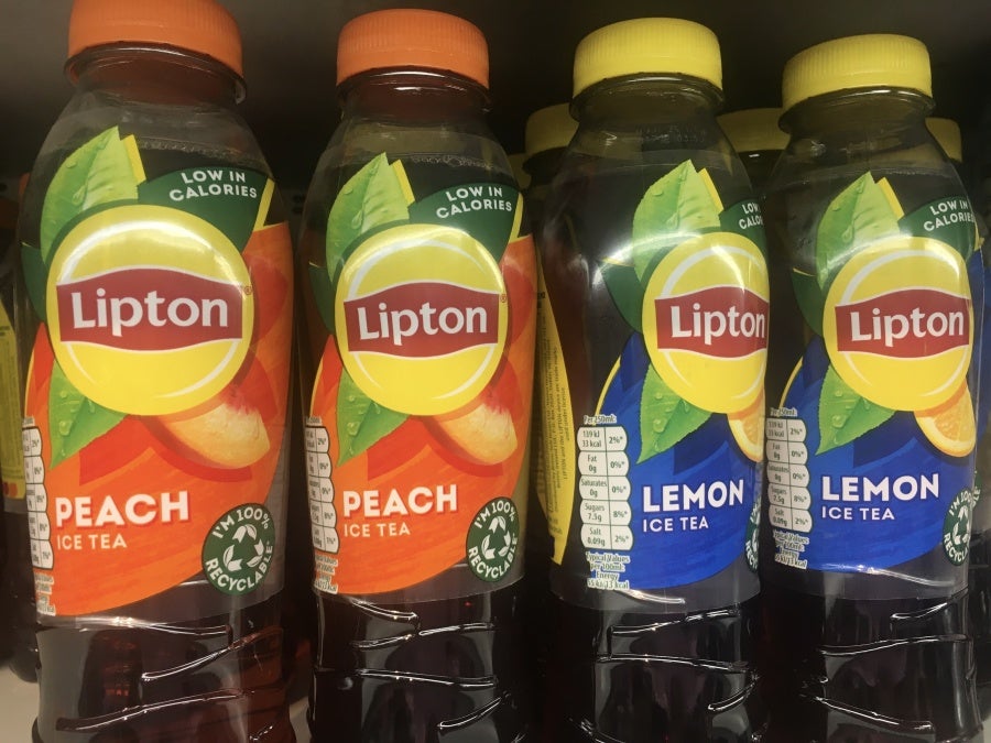 Row of Lipton Ice Teas in a supermarket in the UK