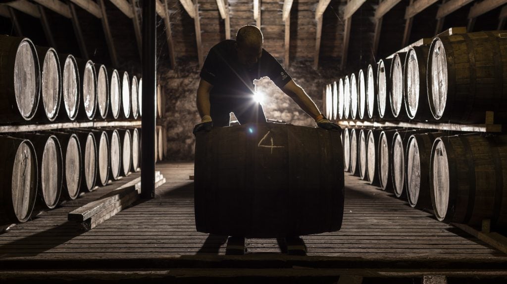 A worker at Suntory’s Glen Garioch distillery