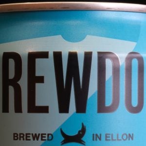 A close-up of a can of BrewDog beer