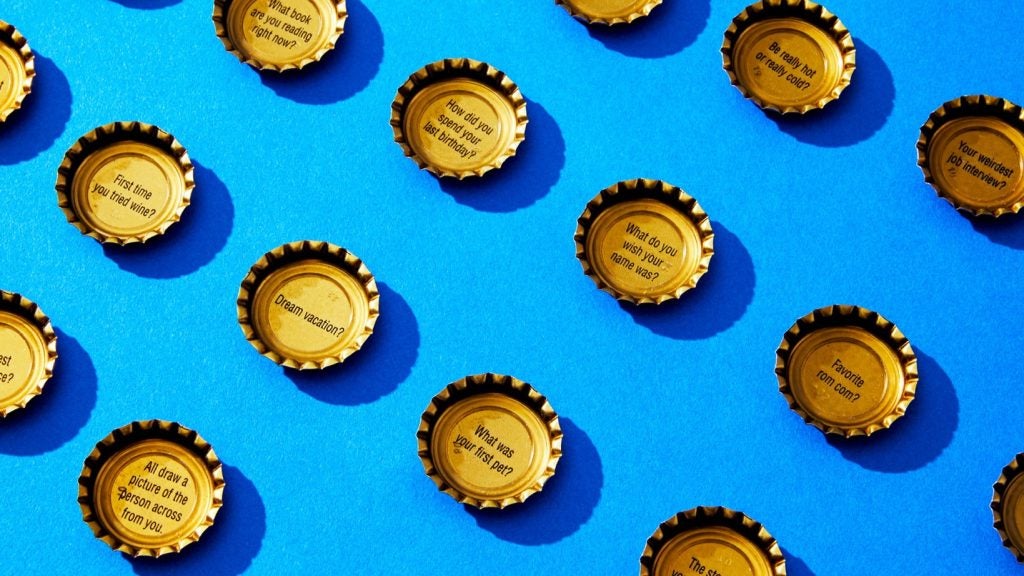 bottle caps on blue background