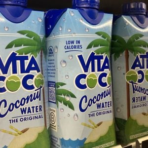 Vita Coco coconut water on sale at a Co-op store in Sidcup, London, 3 November 2025