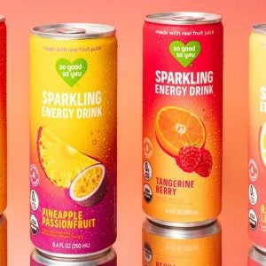 So Good So You sparkling energy drinks.