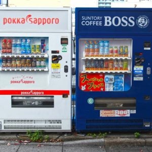 Two outdoor drinks vending machines